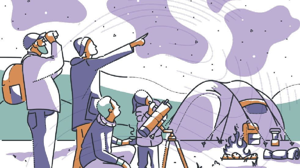 stargazing family illustration